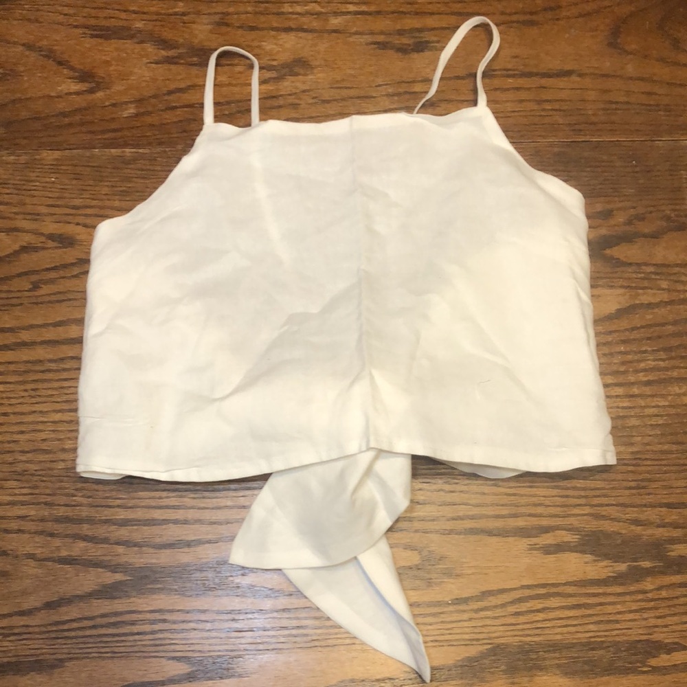 NWT SMF linen blend back tie halter top